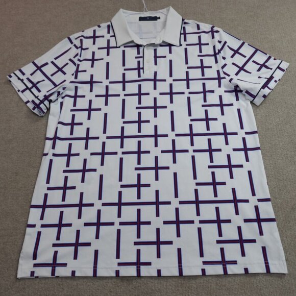 Extracurricular Polo Shirt XL White Geometric Print Performance - Picture 2 of 7